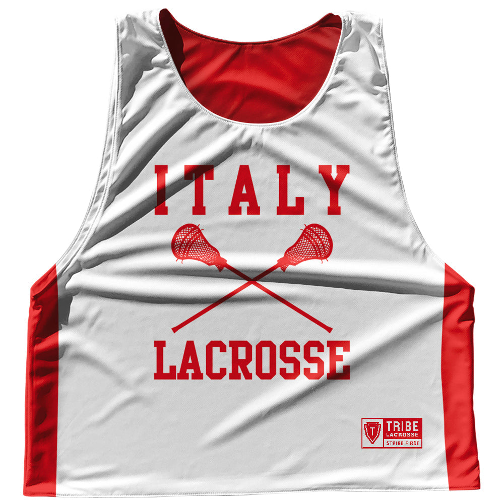 Italy Country Nations Crossed Sticks Reversible Lacrosse Pinnie Made In USA